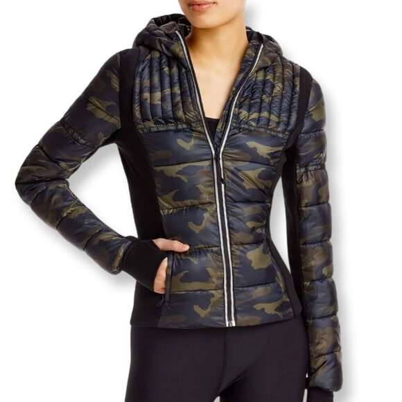 Aqua NWT Camo Camouflage Puffer + Soft Shell Athletic Jacket with Hood Size XS - Picture 1 of 13